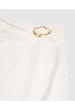 Falda Midi Unicolor Con Sesgo  Para Mujer Blanco Patprimo