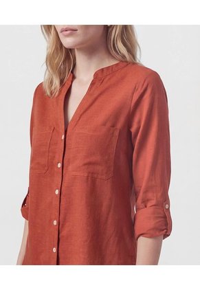 Blusa Unicolor De Manga Graduable   Para Mujer Naranja Patprimo