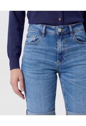 Bermuda Denim Con Doblez   Para Mujer Azul Patprimo