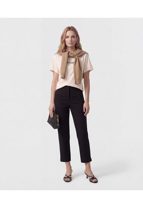 Pantalón Unicolor De Tiro Alto   Para Mujer Negro Patprimo