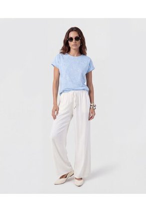 Blusa De Corte Lineal Y Manga Doblada Para Mujer Azul Patprimo