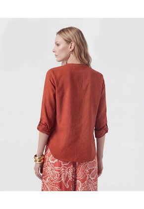 Blusa Unicolor De Manga Graduable   Para Mujer Naranja Patprimo