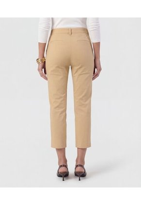 Pantalón Capri Con Botón A Contraste   Para Mujer Café Patprimo