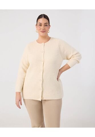 Cárdigan En Tejido De Punto  Curvy  Para Mujer Crema Patprimo Patprimo