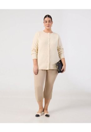 Cárdigan En Tejido De Punto  Curvy  Para Mujer Crema Patprimo