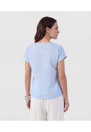 Blusa De Corte Lineal Y Manga Doblada Para Mujer Azul Patprimo