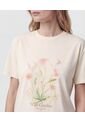 Camiseta De Cuello Redondo Estampada   Para Mujer Crema Patprimo de Patprimo