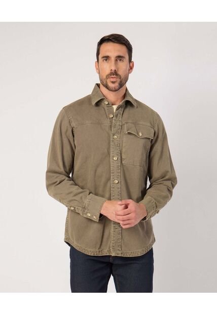 Camisa  Para Hombre Sobrecamisa Manga Larga Color Verde Marca Patprimo #44013115