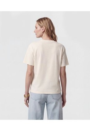 Camiseta De Cuello Redondo Estampada Para Mujer Crema Patprimo