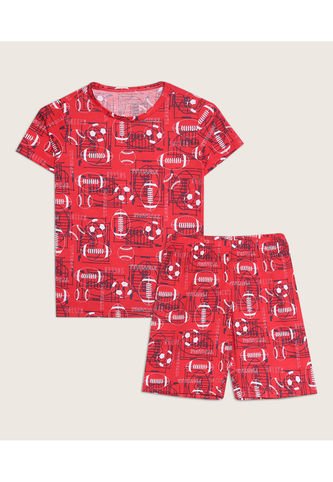 Pijama Para Niño M/C P/C Color Rojo  Marca Patprimo #66040048 Patprimo