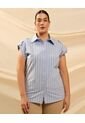 Camisa Con Charreteras En Hombros  Curvy  Para Mujer Azul Patprimo de Patprimo