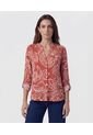 Blusa Fluida Cuello V   Para Mujer Naranja Patprimo de Patprimo
