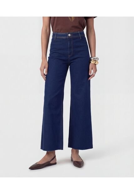 Jeans Culotte Con Ruedo Desflecado   Para Mujer Azul Patprimo