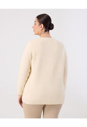 Cárdigan En Tejido De Punto  Curvy  Para Mujer Crema Patprimo