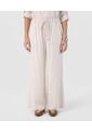 Pantalón Fluido Con Cintura Elástica   Para Mujer Beige Patprimo de Patprimo