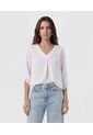 Blusa Fluida Con Cuello En V   Para Mujer Blanco Patprimo de Patprimo