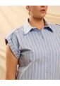 Camisa Con Charreteras En Hombros  Curvy  Para Mujer Azul Patprimo de Patprimo