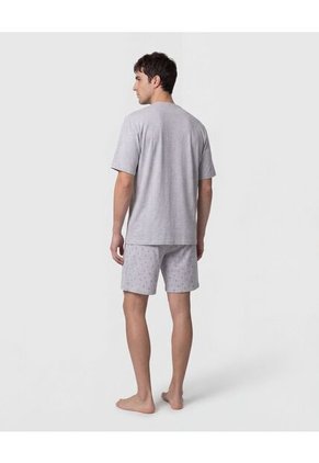 Pijama Corta Abotonada Estampada   Para Hombre Gris Patprimo