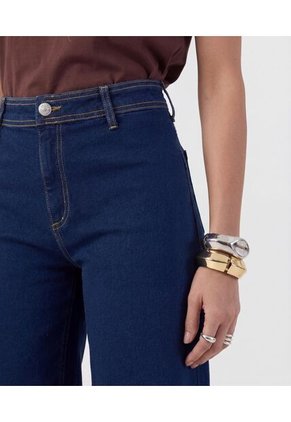 Jeans Culotte Con Ruedo Desflecado Para Mujer Azul Patprimo