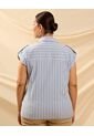Camisa Con Charreteras En Hombros  Curvy  Para Mujer Azul Patprimo de Patprimo