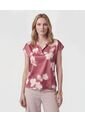 Blusa Estampada De Manga Casquillo   Para Mujer Vino Patprimo de Patprimo