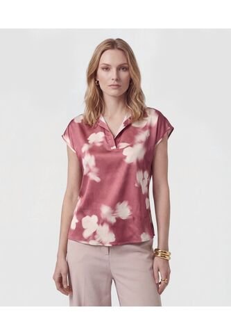Blusa Estampada De Manga Casquillo   Para Mujer Vino Patprimo Patprimo