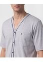 Pijama Corta Abotonada Estampada   Para Hombre Gris Patprimo de Patprimo