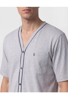 Pijama Corta Abotonada Estampada   Para Hombre Gris Patprimo