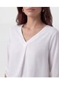 Blusa Fluida Con Cuello En V   Para Mujer Blanco Patprimo de Patprimo