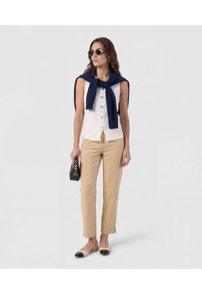 Pantalón Clasico De Tiro Alto   Para Mujer Café Patprimo