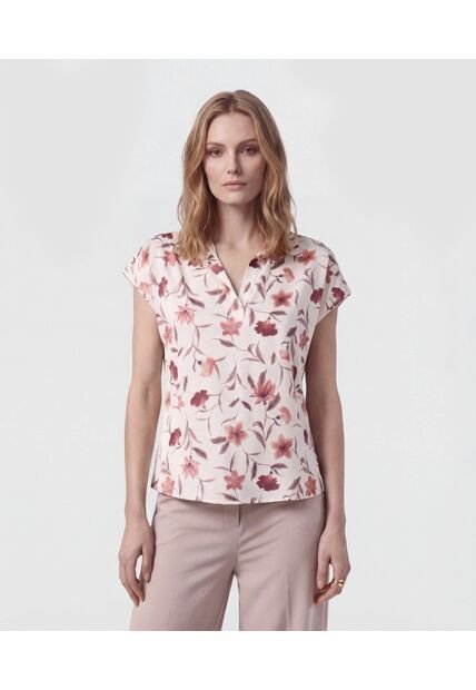 Blusa Casual Manga Corta Con Cuello V  Para Mujer Blanco Patprimo