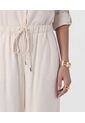 Pantalón Fluido Con Cintura Elástica   Para Mujer Beige Patprimo de Patprimo