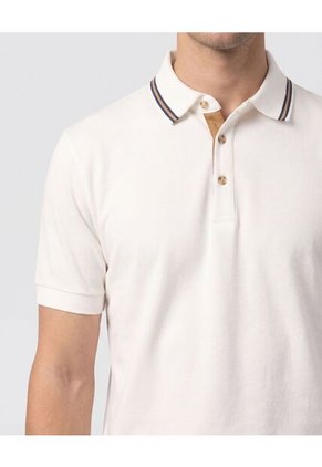 Polo Con Pechera En Contraste   Para Hombre Crema Patprimo
