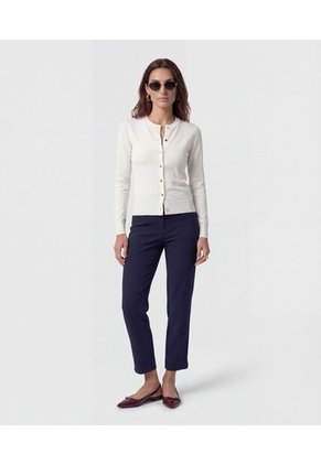Cárdigan Clásico Cuello Redondo   Para Mujer Blanco Patprimo
