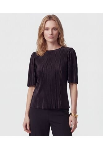 Camiseta De Tejido Plisado   Para Mujer Negro Patprimo Patprimo