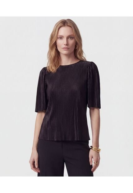 Camiseta De Tejido Plisado   Para Mujer Negro Patprimo