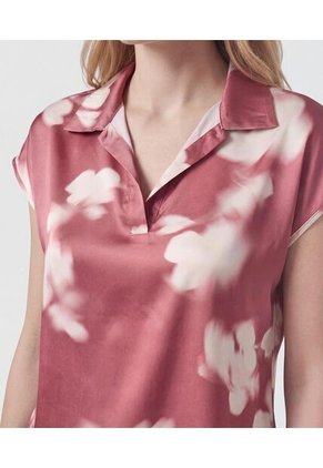 Blusa Estampada De Manga Casquillo   Para Mujer Vino Patprimo