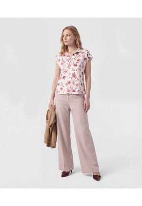 Blusa Casual Manga Corta Con Cuello V Para Mujer Blanco Patprimo