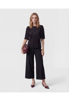 Camiseta De Tejido Plisado   Para Mujer Negro Patprimo