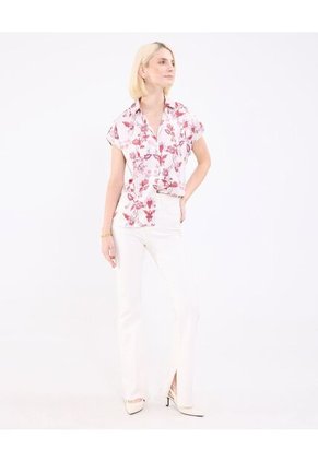 Camisa Manga Corta  Para Mujer Crema Patprimo