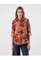 Camisa Ajuste Regular Mangas Recogidas   Para Mujer Naranja Patprimo de Patprimo