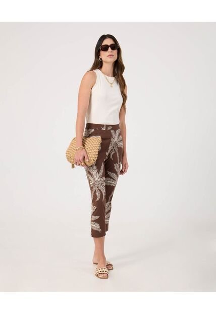 Pantalon Capri Estampado   Para Mujer Café Patprimo