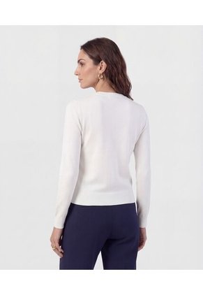 Cárdigan Clásico Cuello Redondo   Para Mujer Blanco Patprimo