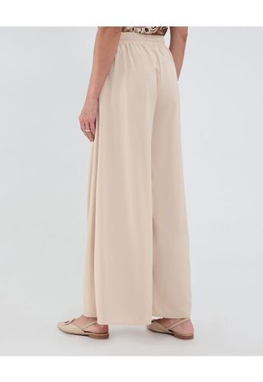 Pantalón Fluido Unicolor  Para Mujer Beige Patprimo