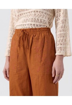 Pantalón Wide Leg Con Bolsillos   Para Mujer Naranja Patprimo