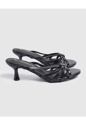 Sandalias De Tacón Con Tiras Cruzadas   Para Mujer Negro Patprimo
