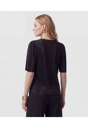 Camiseta De Tejido Plisado   Para Mujer Negro Patprimo
