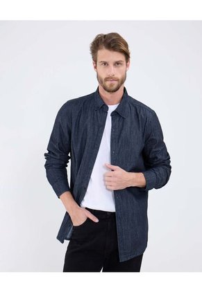 Camisa Para Hombre Manga Larga Sin Bolsillo Cuello Button D Color Azul Marca Patprimo #44013164