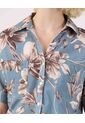 Camisa Manga Corta Con Bolsillo  Para Mujer Azul Patprimo de Patprimo
