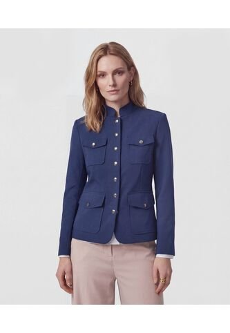 Chaqueta Tipo Militar Con Botones   Para Mujer Azul Patprimo Patprimo